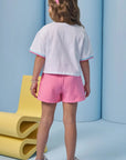 Conjunto de Blusa em Meia Malha e Shorts Saia em Moletom Botonê sem Pelúcia 95685 Infanti Infantil Menina