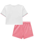 Conjunto de Blusa em Meia Malha e Shorts Saia em Moletom Botonê sem Pelúcia 95685 Infanti Infantil Menina