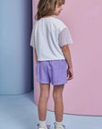 Conjunto de Blusa em Meia Malha e Tela e Shorts em Blend de Viscose 93215 Infanti Infantil Menina