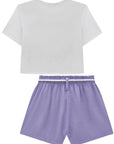 Conjunto de Blusa em Meia Malha e Tela e Shorts em Blend de Viscose 93215 Infanti Infantil Menina