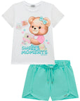 Conjunto de Blusa em Meia Malha e Tela Fashion com Shorts em Nylon Soft 99304 Infanti Infantil Menina