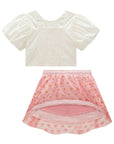 Conjunto de Blusa em Tricoline e Saia em Tule Bordado Flower. Com Shorts Embutido 99080 Infanti Infantil Menina