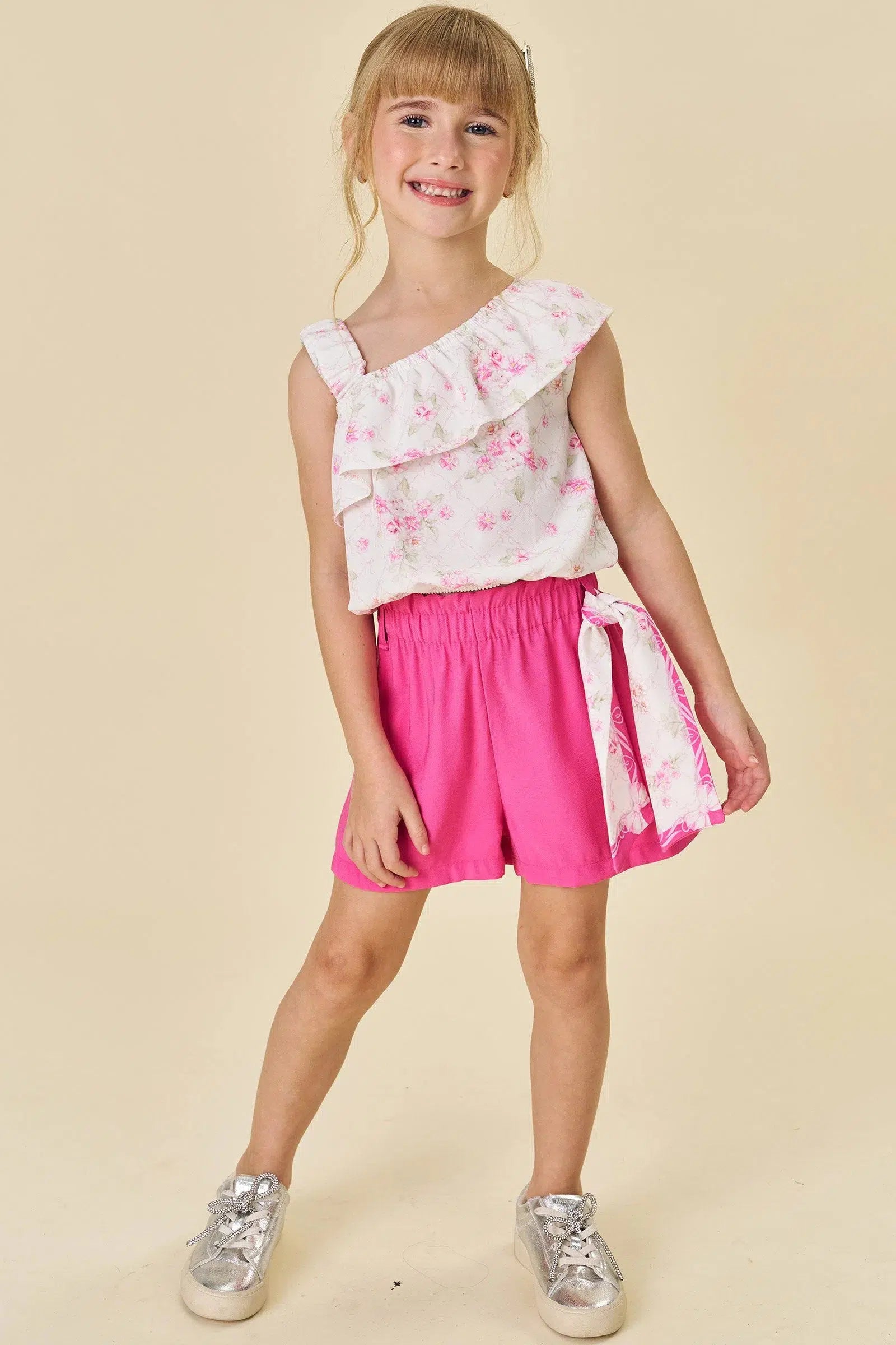 Conjunto de Blusa em Visco Twill e Shorts em Cupro 81646 Infanti