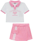 Conjunto de Blusa Polo em Meia Malha e Short Saia em Soft Line 94918 Infanti Infantil Menina