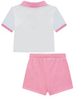 Conjunto de Blusa Polo em Meia Malha e Short Saia em Soft Line 94918 Infanti Infantil Menina