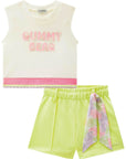 Conjunto de Blusa Regata Cropped em Canelado Liz e Shorts em Moletom sem Pelúcia 87191 Infanti Infantil Menina