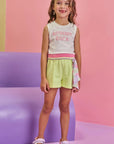 Conjunto de Blusa Regata Cropped em Canelado Liz e Shorts em Moletom sem Pelúcia 87191 Infanti Infantil Menina