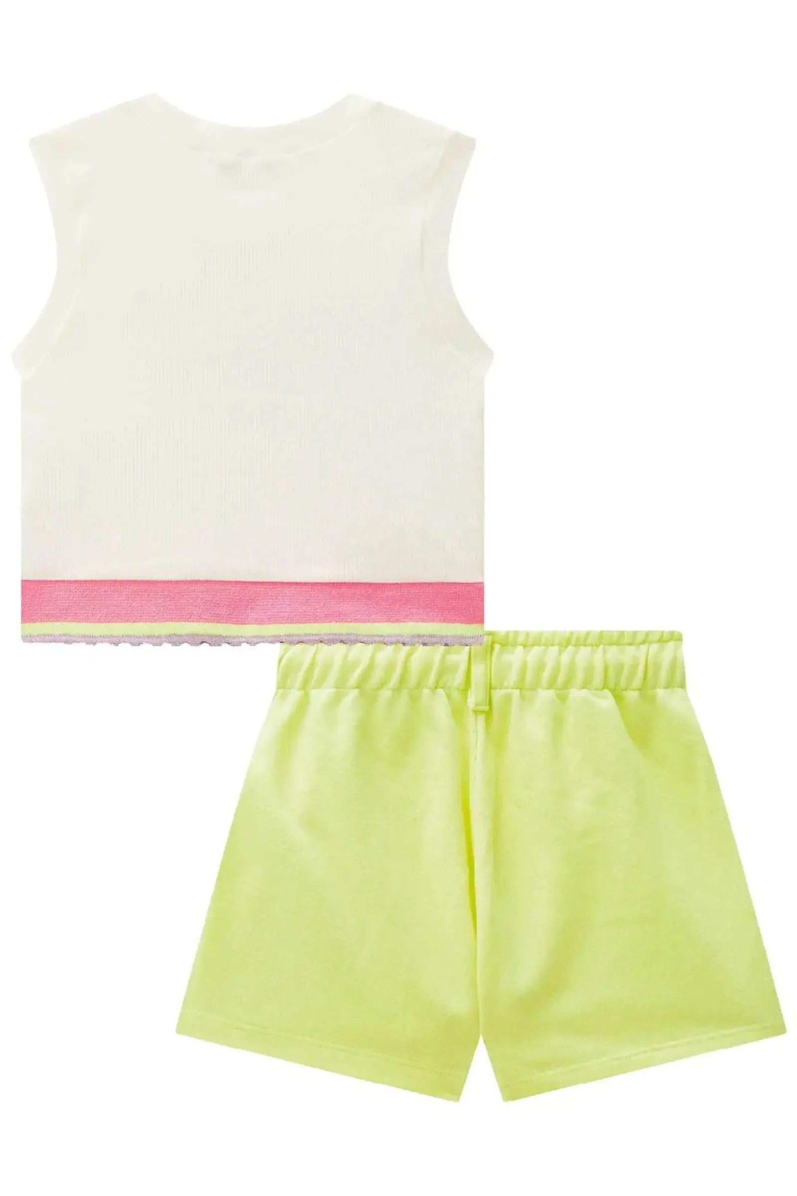 Conjunto de Blusa Regata Cropped em Canelado Liz e Shorts em Moletom sem Pelúcia 87191 Infanti Infantil Menina