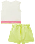 Conjunto de Blusa Regata Cropped em Canelado Liz e Shorts em Moletom sem Pelúcia 87191 Infanti Infantil Menina