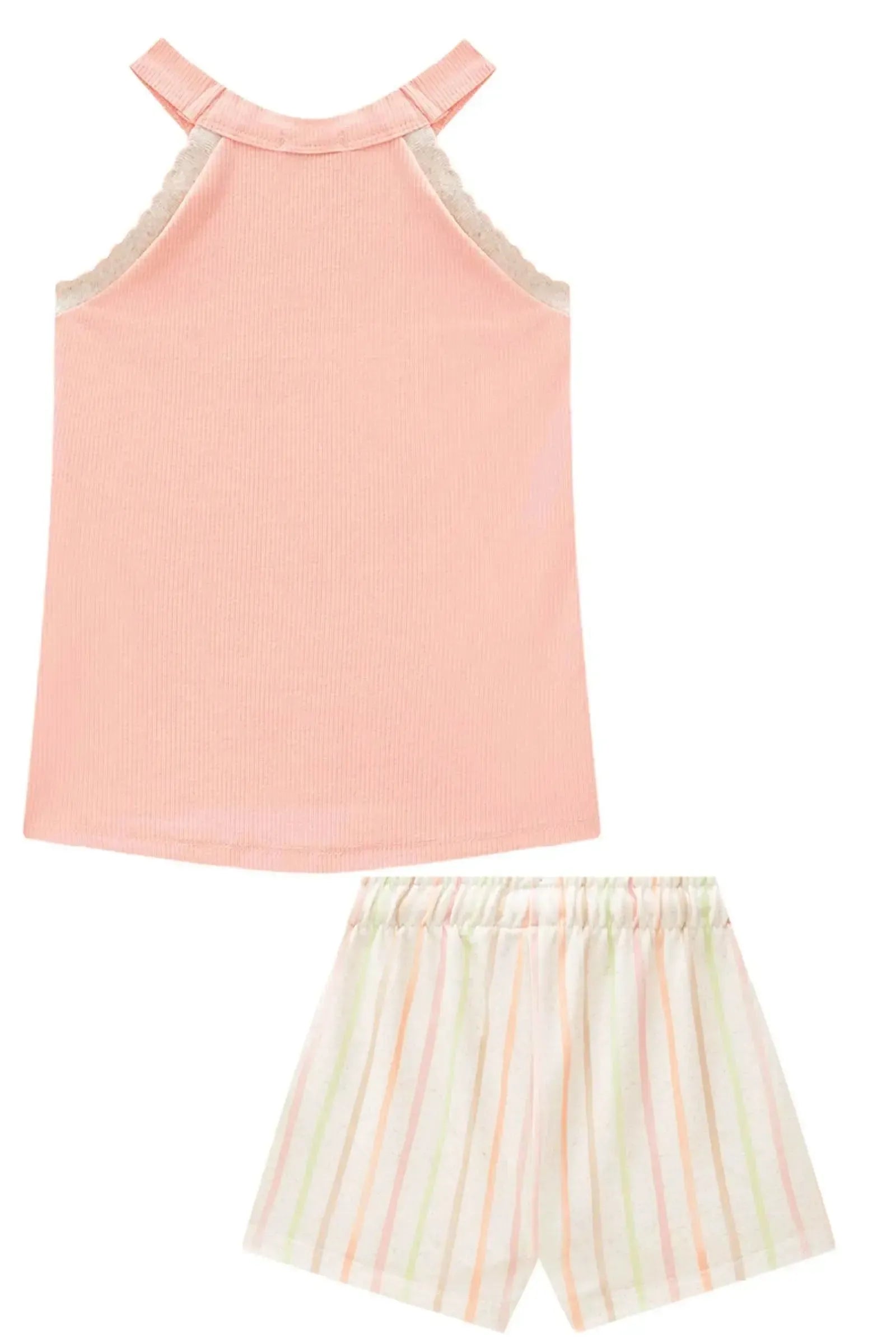 Conjunto de Blusa Regata em Canelado Liz e Shorts em Molecotton 88162 Infanti Infantil Menina