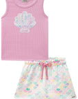 Conjunto de Blusa Regata em Soft Line e Short Saia em Molecotton 84312 Infanti Infantil Menina