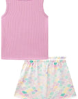 Conjunto de Blusa Regata em Soft Line e Short Saia em Molecotton 84312 Infanti Infantil Menina