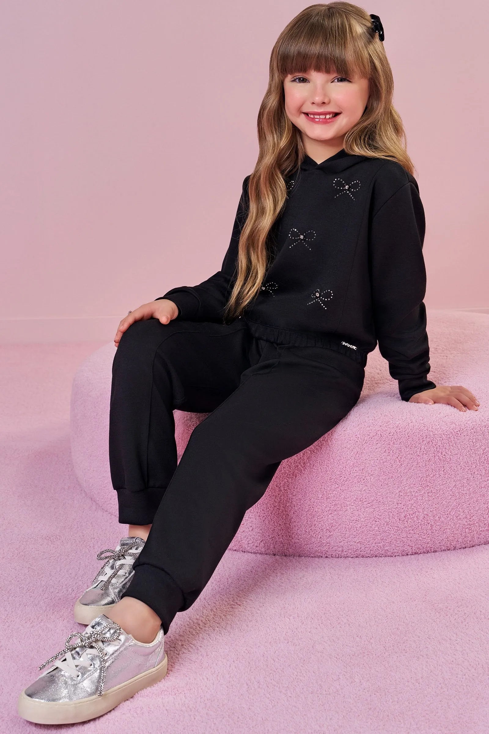 Conjunto de Blusão Boxy e Calça Jogger em Malha Tecnonew 93210 Infanti Infantil Menina