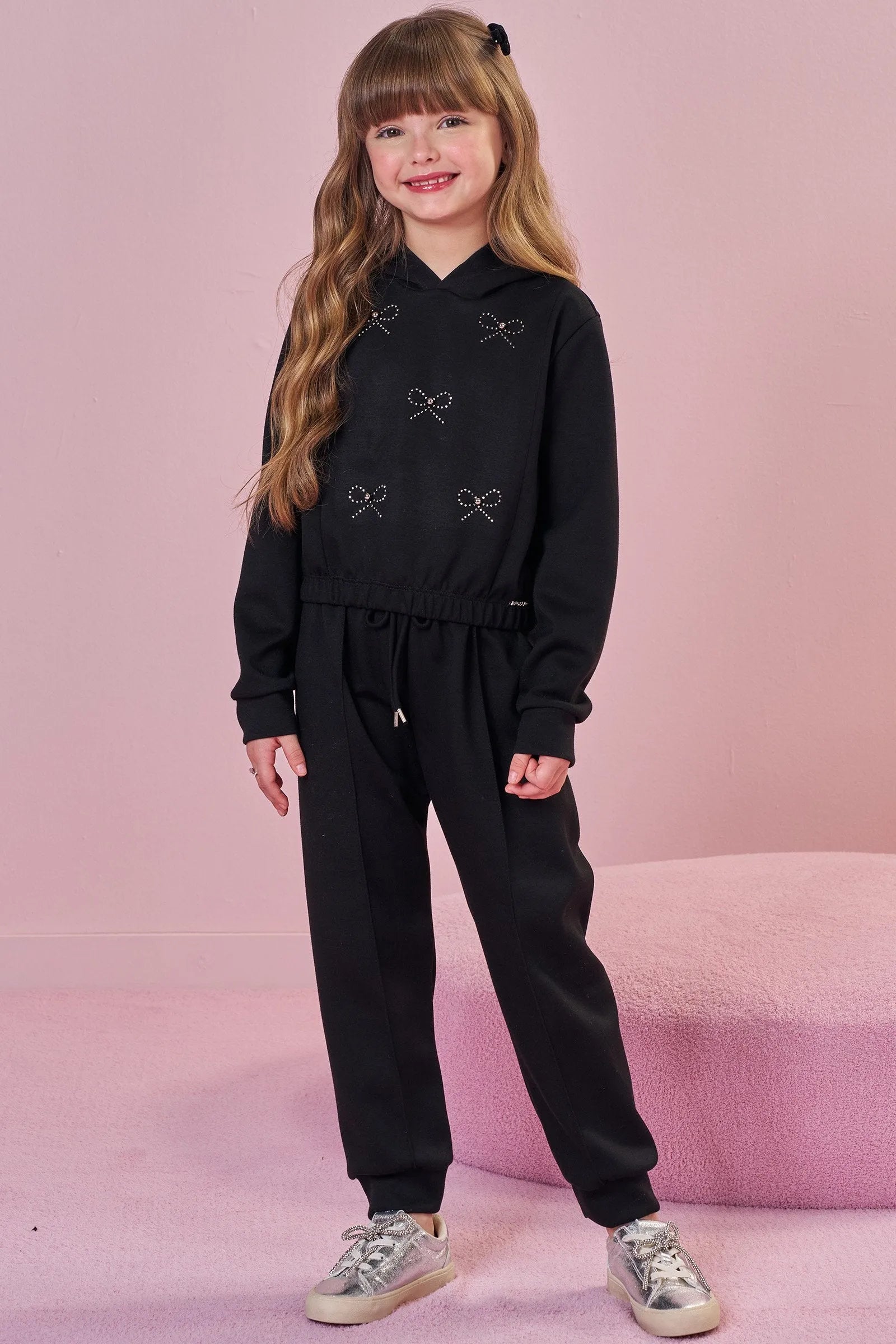 Conjunto de Blusão Boxy e Calça Jogger em Malha Tecnonew 93210 Infanti Infantil Menina