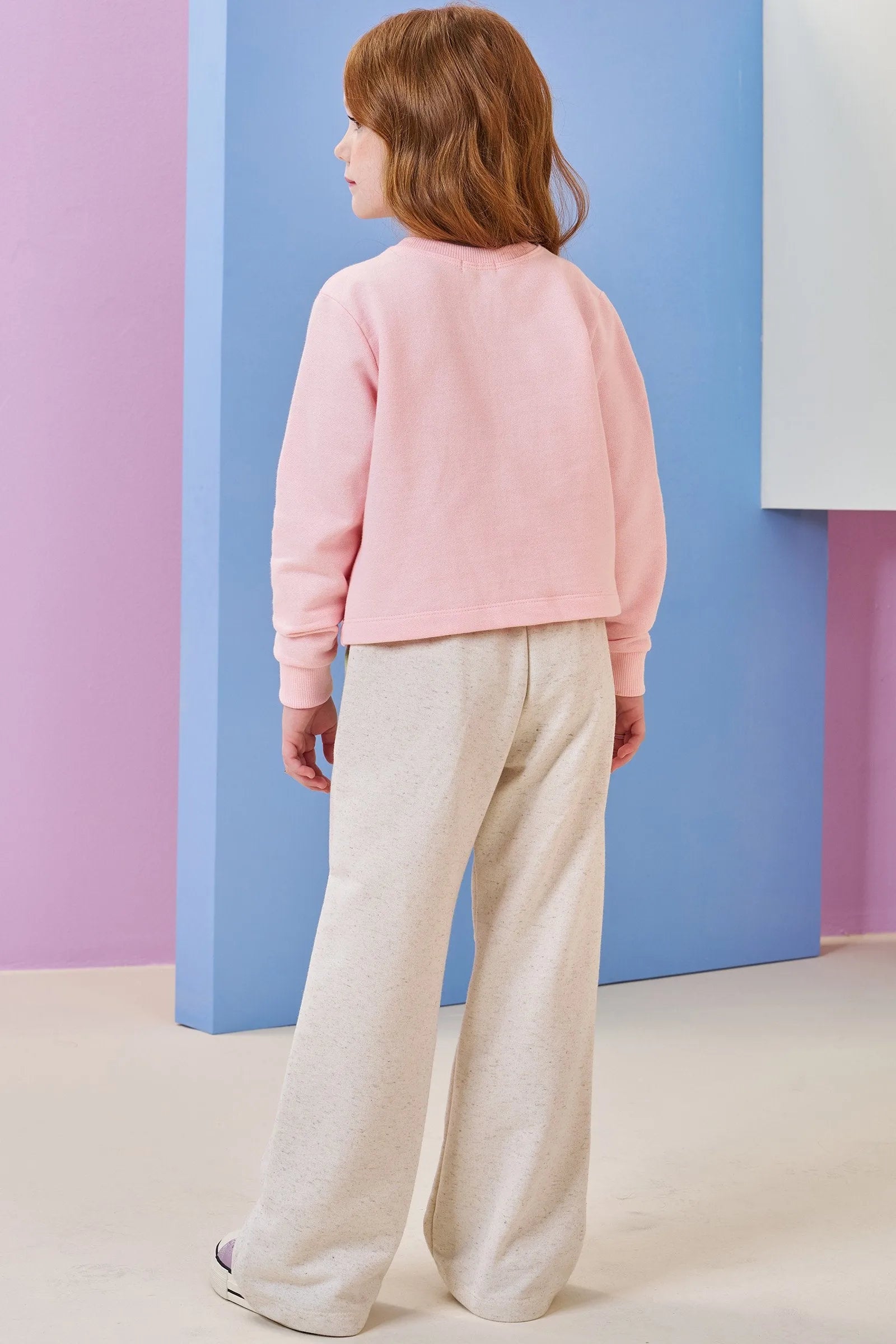 Conjunto de Blusão Boxy e Calça Wide Leg em Moletom sem Pelúcia 92618 Infanti Infantil Menina