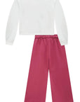 Conjunto de Blusão Boxy em Molecotton e Calça Wide Leg em Moletom sem Pelúcia 92138 Infanti Infantil Menina