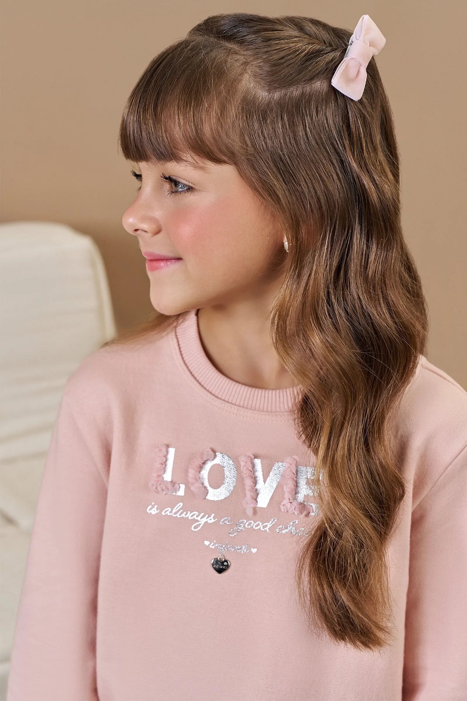 Conjunto de Blusão e Calça Jogger em Moletom com Pelúcia 91944 Infanti Infantil Menina