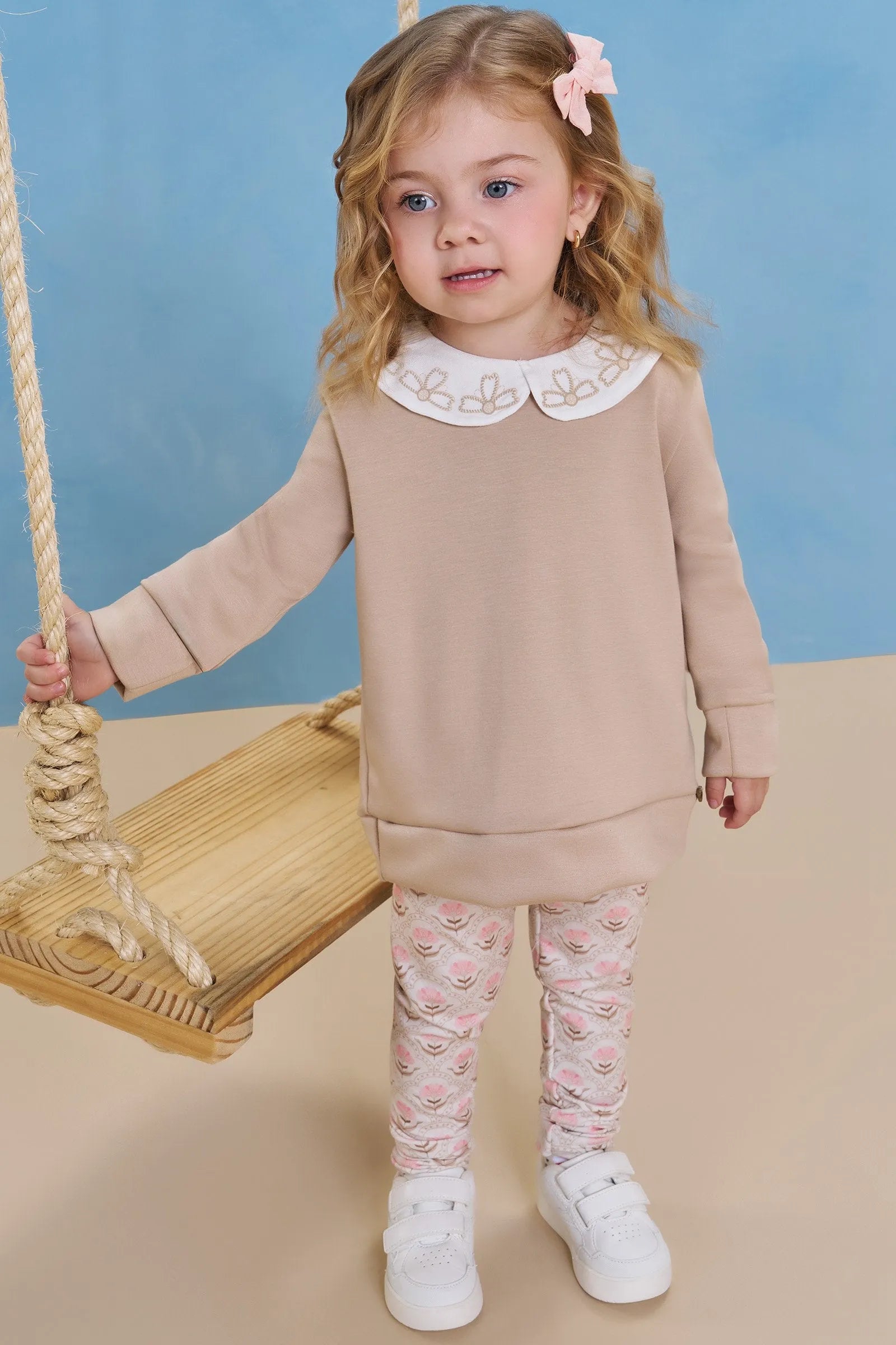 Conjunto de Blusão em Malha Tecnonew e Calça Legging em Molecotton 92482 Infanti Bebê Menina