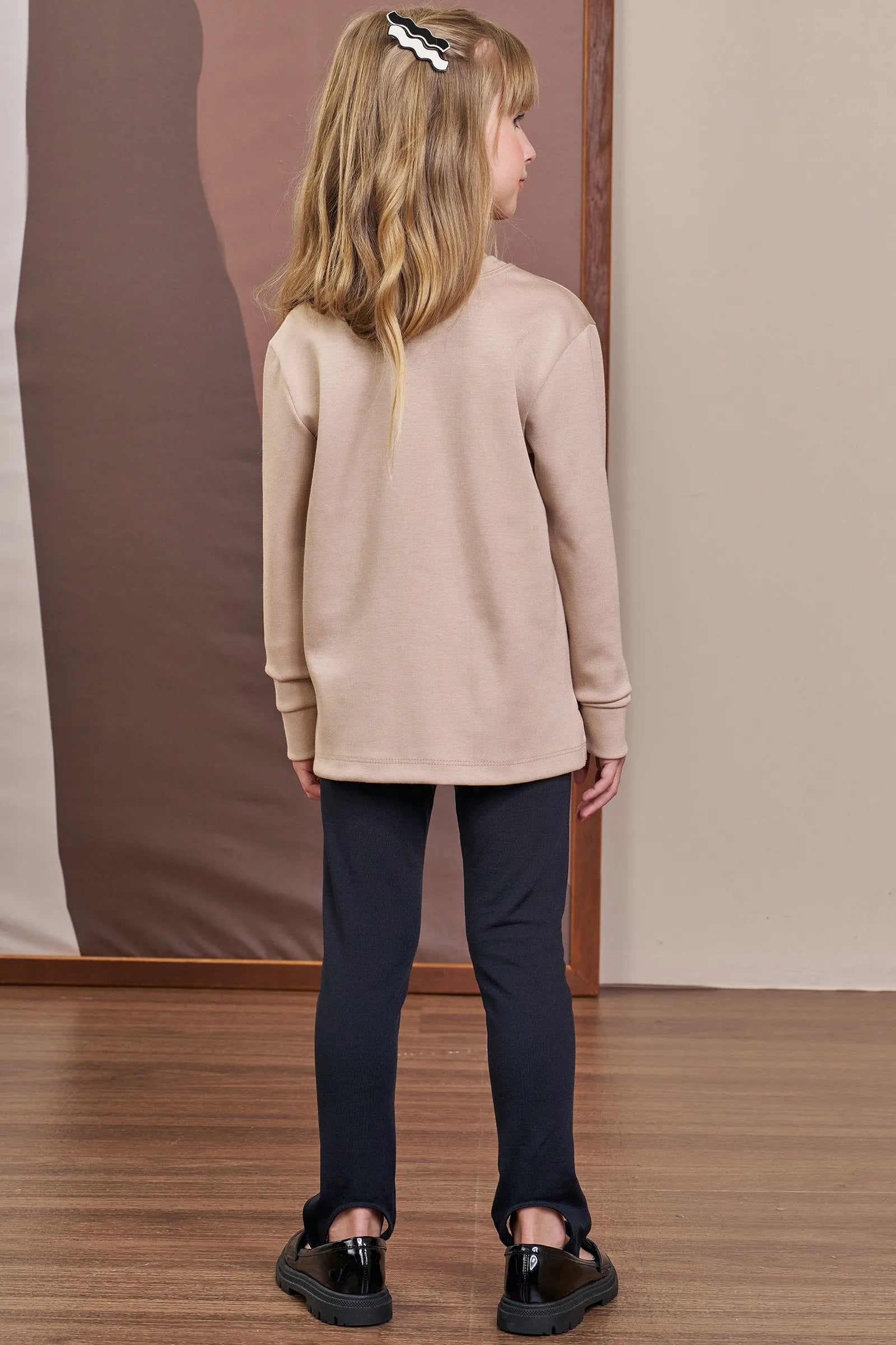 Conjunto de Blusão em Malha Tecnonew e Calça Legging Fusô em Termoskin Peluciado 91939 Infanti Infantil Menina