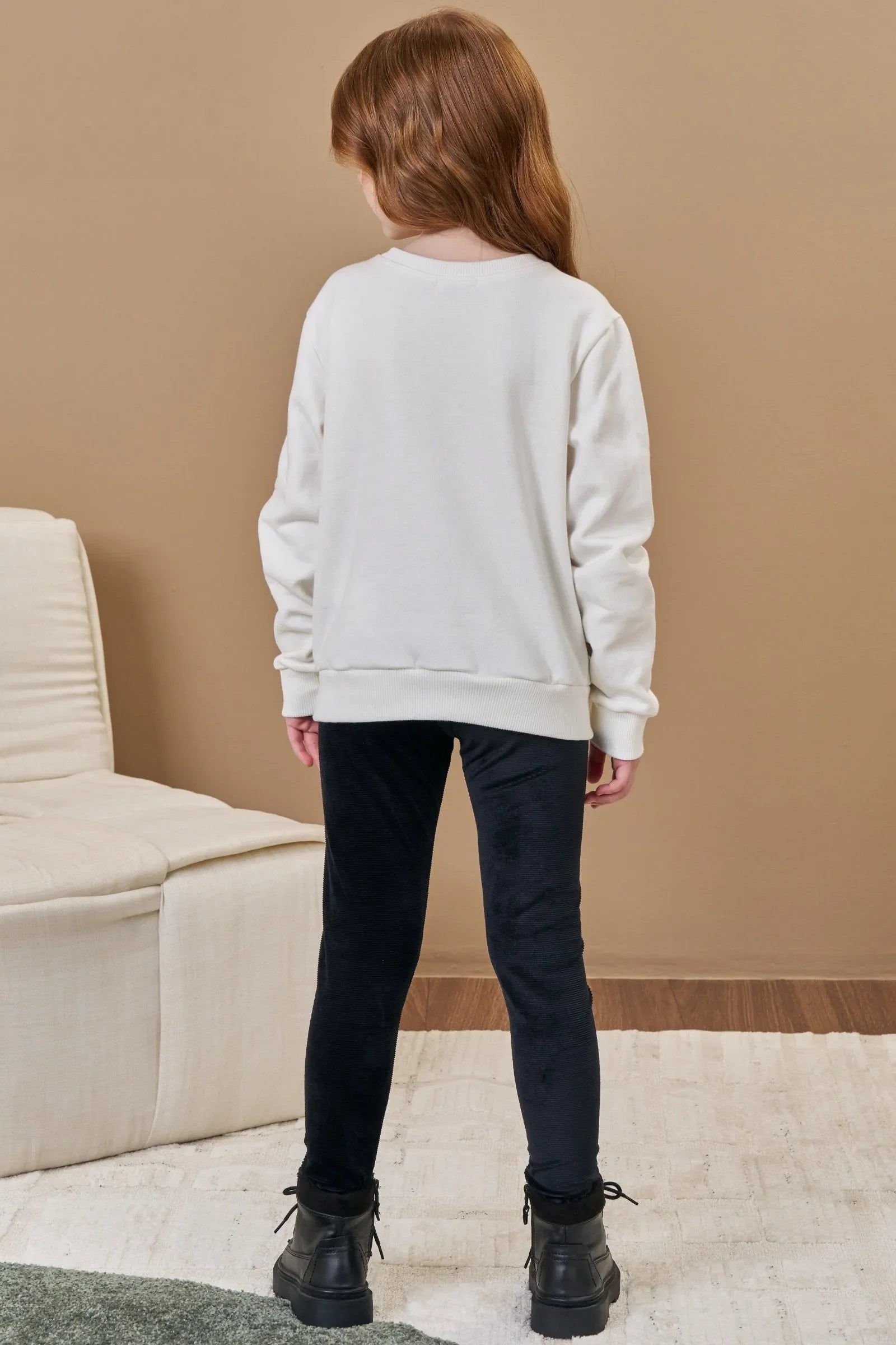 Conjunto de Blusão em Moletom com Pelúcia e Calça Legging em Malha Cotelê 90797 Infanti Infantil Menina