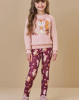 Conjunto de Blusão em Moletom com Pelúcia e Calça Legging em Termoskin Peluciado 89624 Infanti Infantil Menina