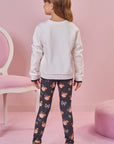 Conjunto de Blusão em Moletom com Pelúcia e Calça Legging em Termoskin Peluciado 89753 Infanti Infantil Menina