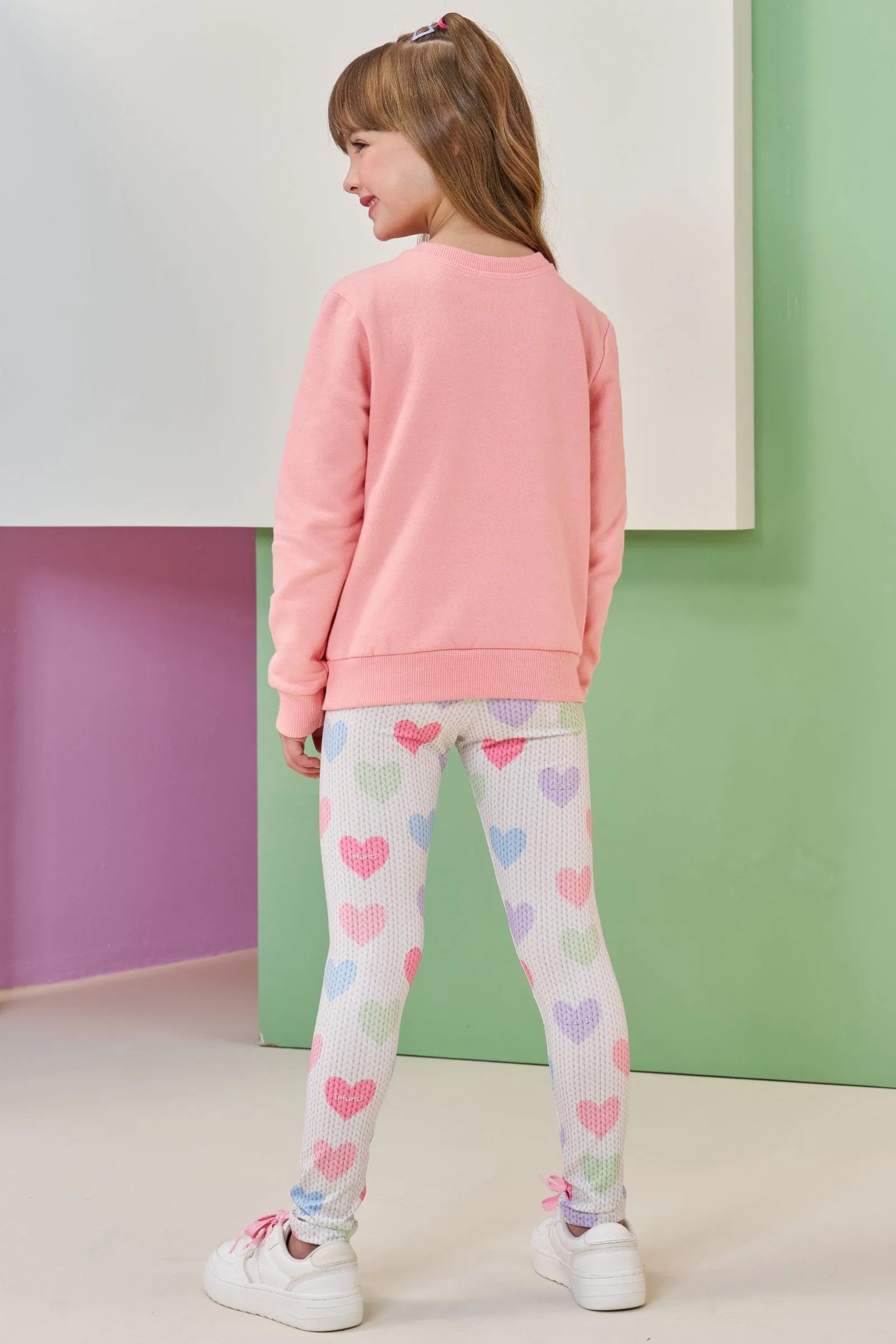 Conjunto de Blusão em Moletom com Pelúcia e Calça Legging em Termosking Peluciado 90812 Infanti Infantil Menina