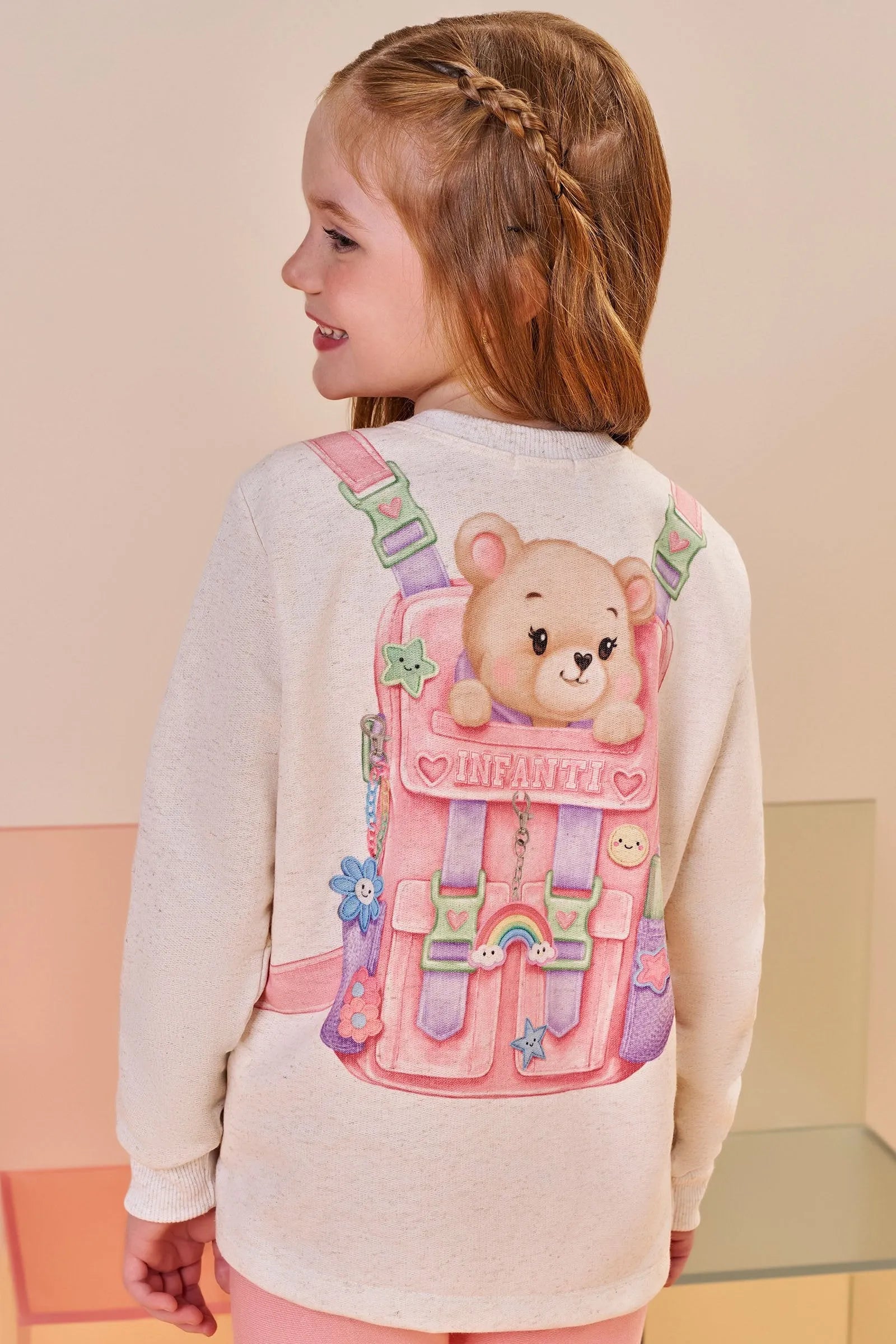 Conjunto de Blusão em Moletom Linho sem Pelúcia e Calça Legging em Moletwill 91808 Infanti Infantil Menina