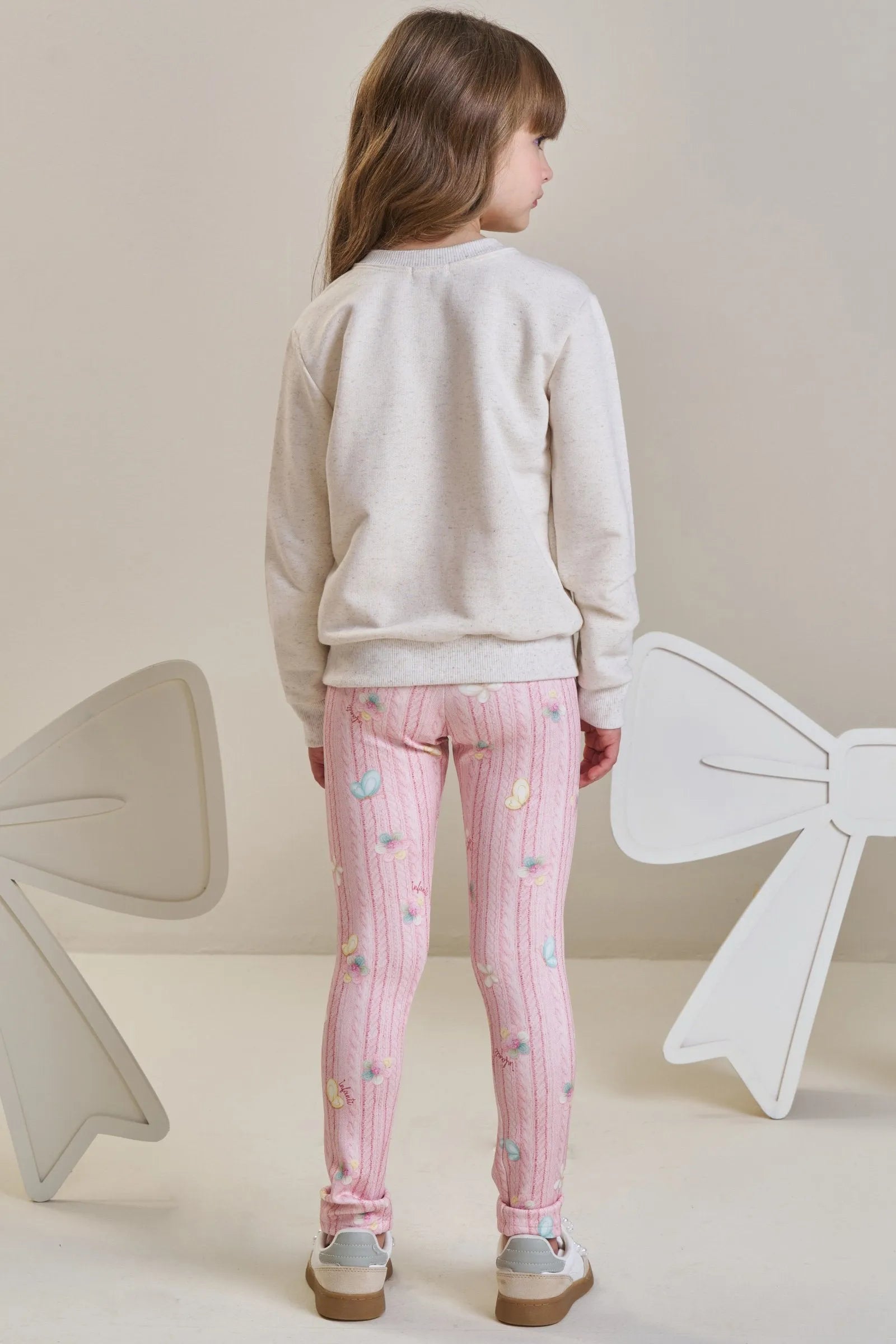 Conjunto de Blusão em Moletom sem Pelúcia e Calça Legging em Fly Tech 89750 Infanti Infantil Menina