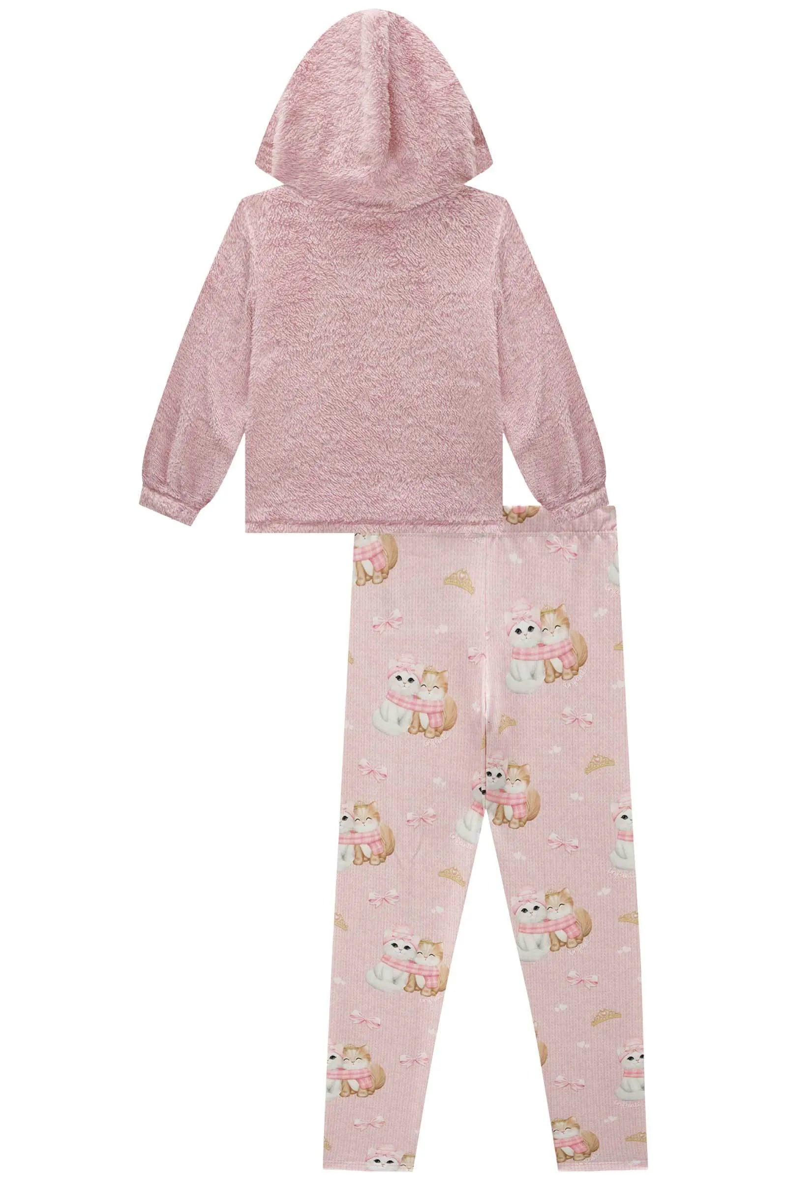 Conjunto de Blusão em Pelo Carneirinho e Calça Legging em Termoskin Peluciado 94030 Infanti Infantil Menina