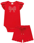 Conjunto de Body e Shorts em Canelado Liz 96897 Infanti Bebê Menina