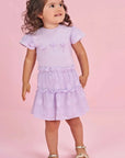 Conjunto de Body em Cotton com Saia em Chiffon Flores 83957 Infanti Bebê Menina