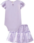Conjunto de Body em Cotton com Saia em Chiffon Flores 83957 Infanti Bebê Menina