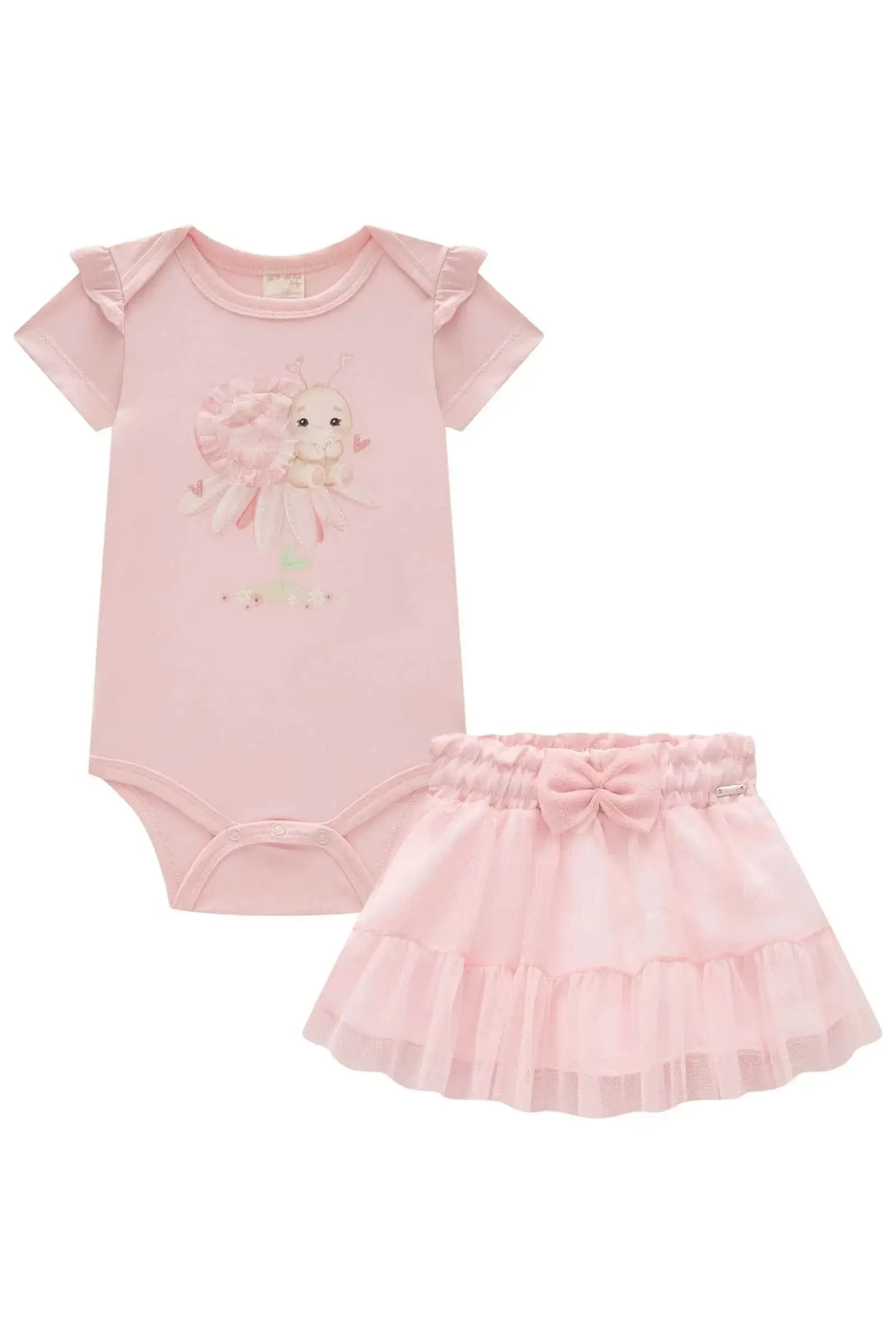 Conjunto de Body em Cotton com Saia em Tule 83814 Infanti Bebê Menina