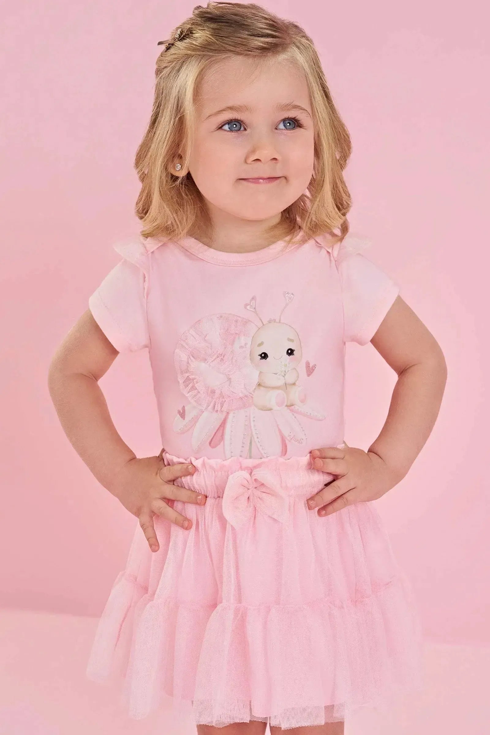 Conjunto de Body em Cotton com Saia em Tule 83814 Infanti Bebê Menina