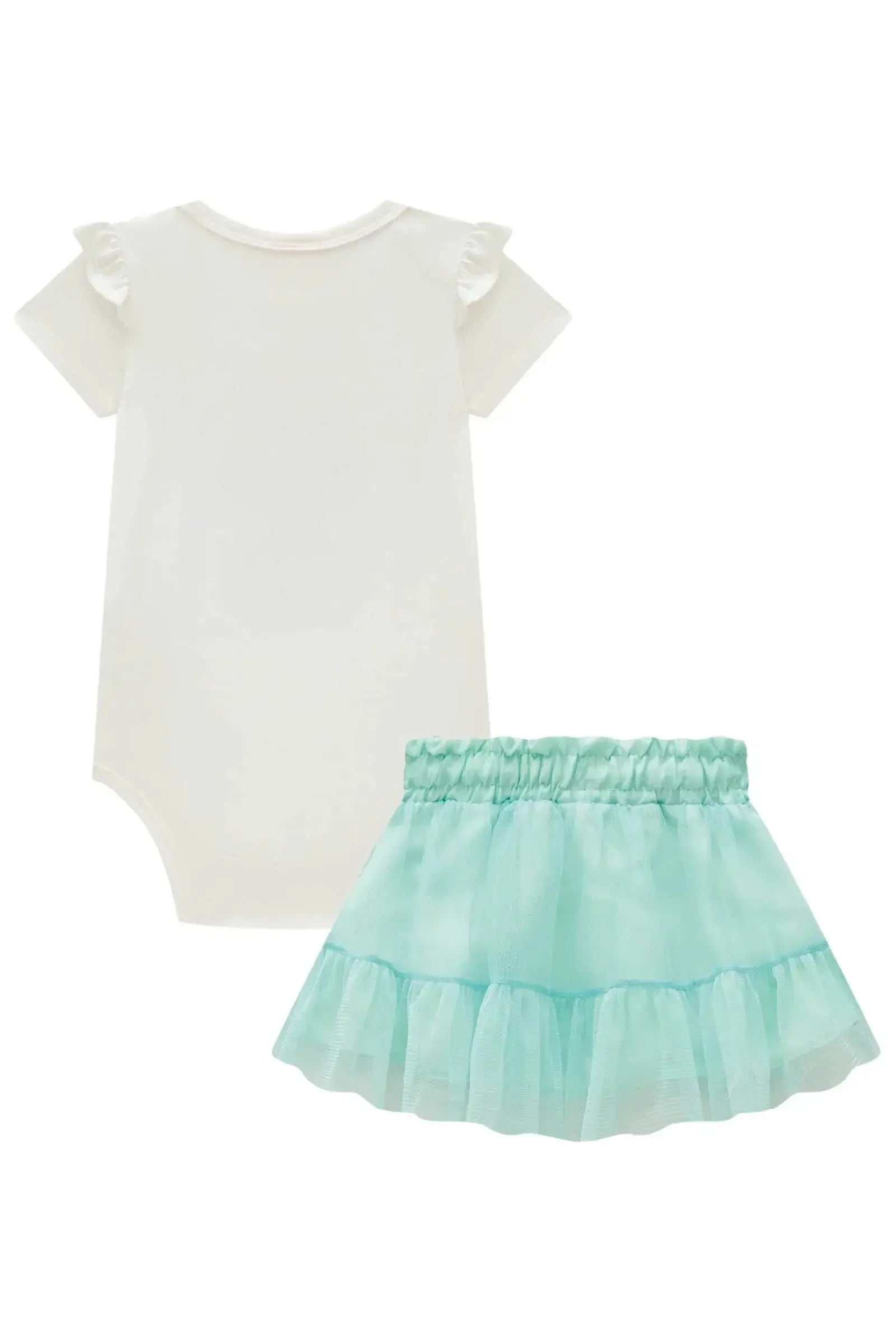 Conjunto de Body em Cotton com Saia em Tule 83814 Infanti Bebê Menina