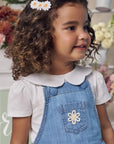 Conjunto de Body em Cotton com Salopete em Jeans 99190 Infanti Bebê Menina