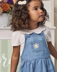 Conjunto de Body em Cotton com Salopete em Jeans 99190 Infanti Bebê Menina