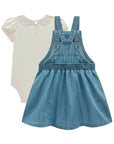 Conjunto de Body em Cotton com Salopete em Jeans 99190 Infanti Bebê Menina
