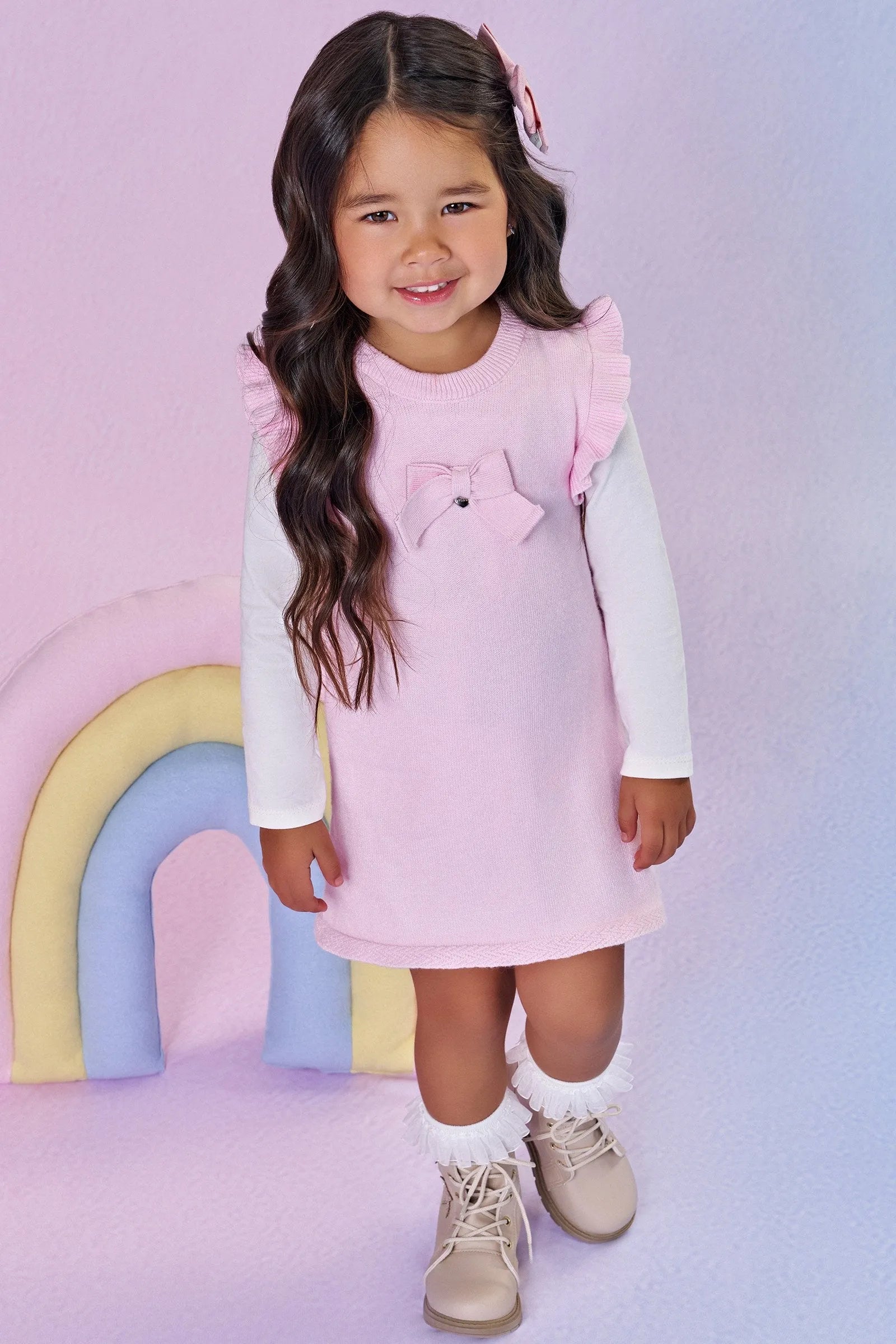 Conjunto de Body em Cotton com Salopete em Tricot 87541 Infanti Bebê Menina