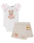 Conjunto de Body em Cotton com Short Saia em Jacquard Marina 77969 Infanti