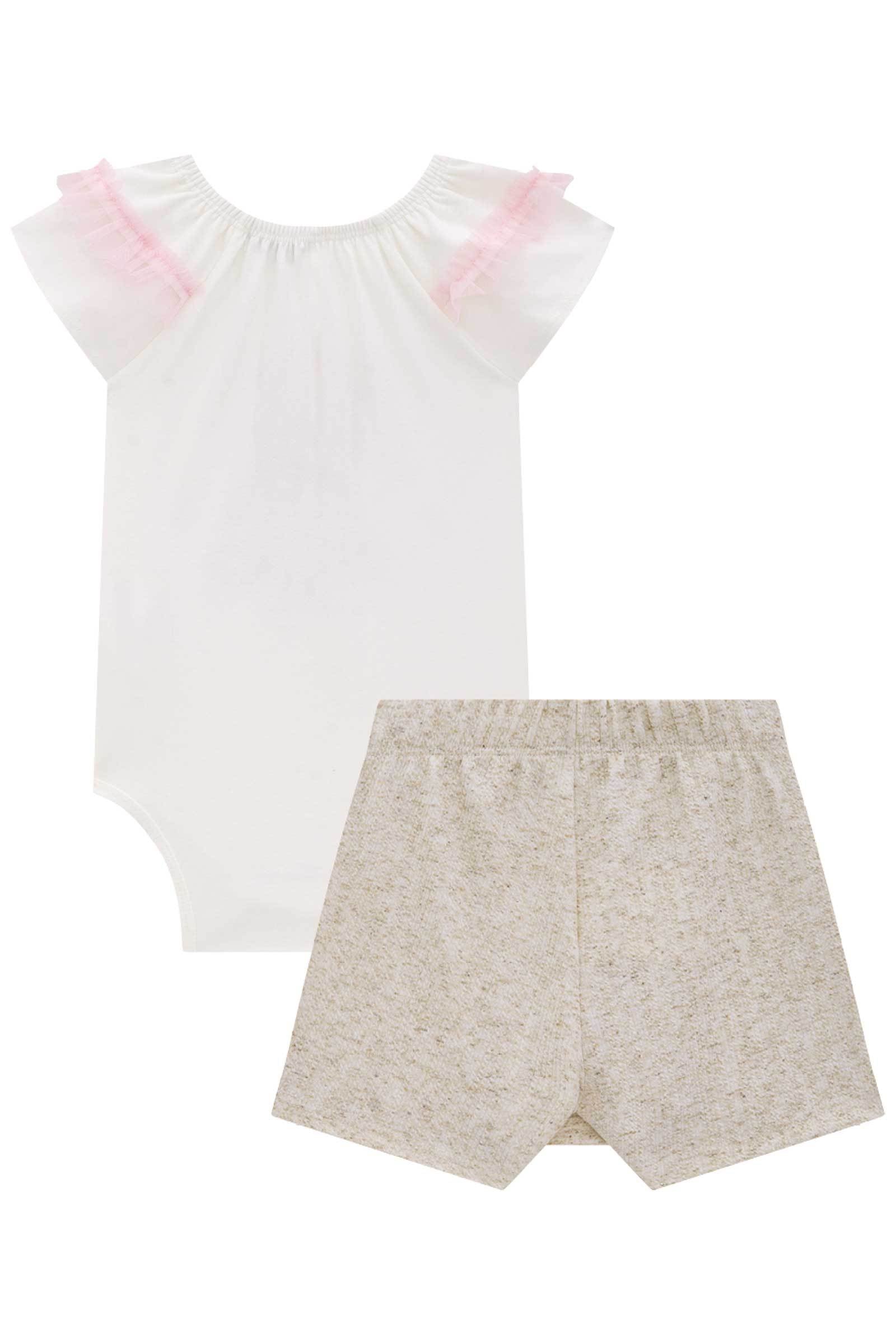 Conjunto de Body em Cotton com Short Saia em Jacquard Marina 77969 Infanti