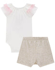 Conjunto de Body em Cotton com Short Saia em Jacquard Marina 77969 Infanti