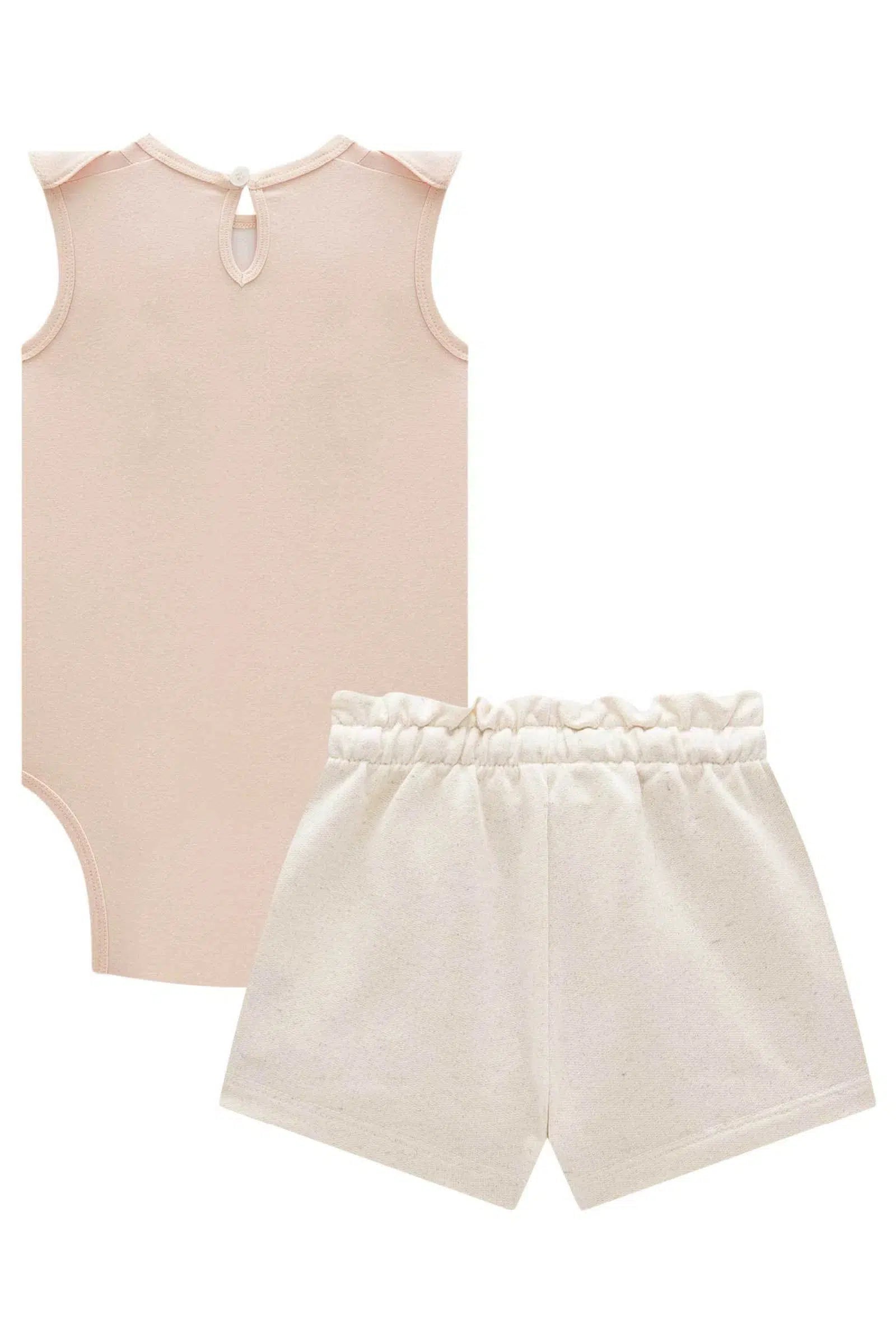 Conjunto de Body em Cotton com Short Saia em Moletom sem Pelúcia 81887 Infanti