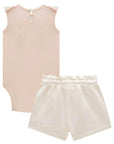 Conjunto de Body em Cotton com Short Saia em Moletom sem Pelúcia 81887 Infanti