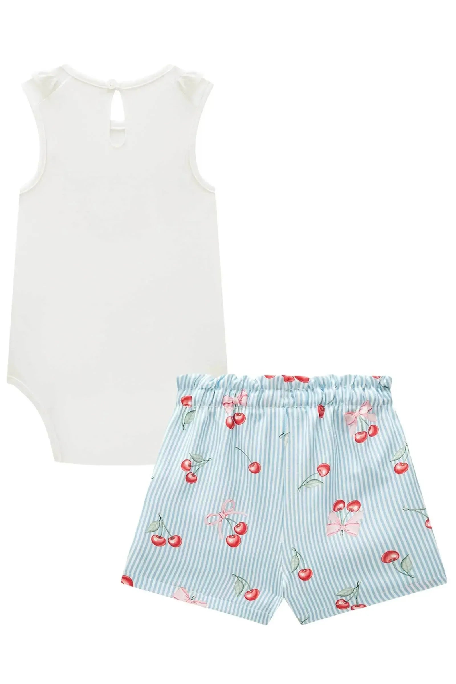Conjunto de Body em Cotton com Short Saia em Visco Twill 83968 Infanti Bebê Menina