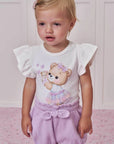 Conjunto de Body em Cotton com Shorts em Malha Big Waffle 99176 Infanti Bebê Menina