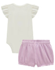 Conjunto de Body em Cotton com Shorts em Malha Big Waffle 99176 Infanti Bebê Menina