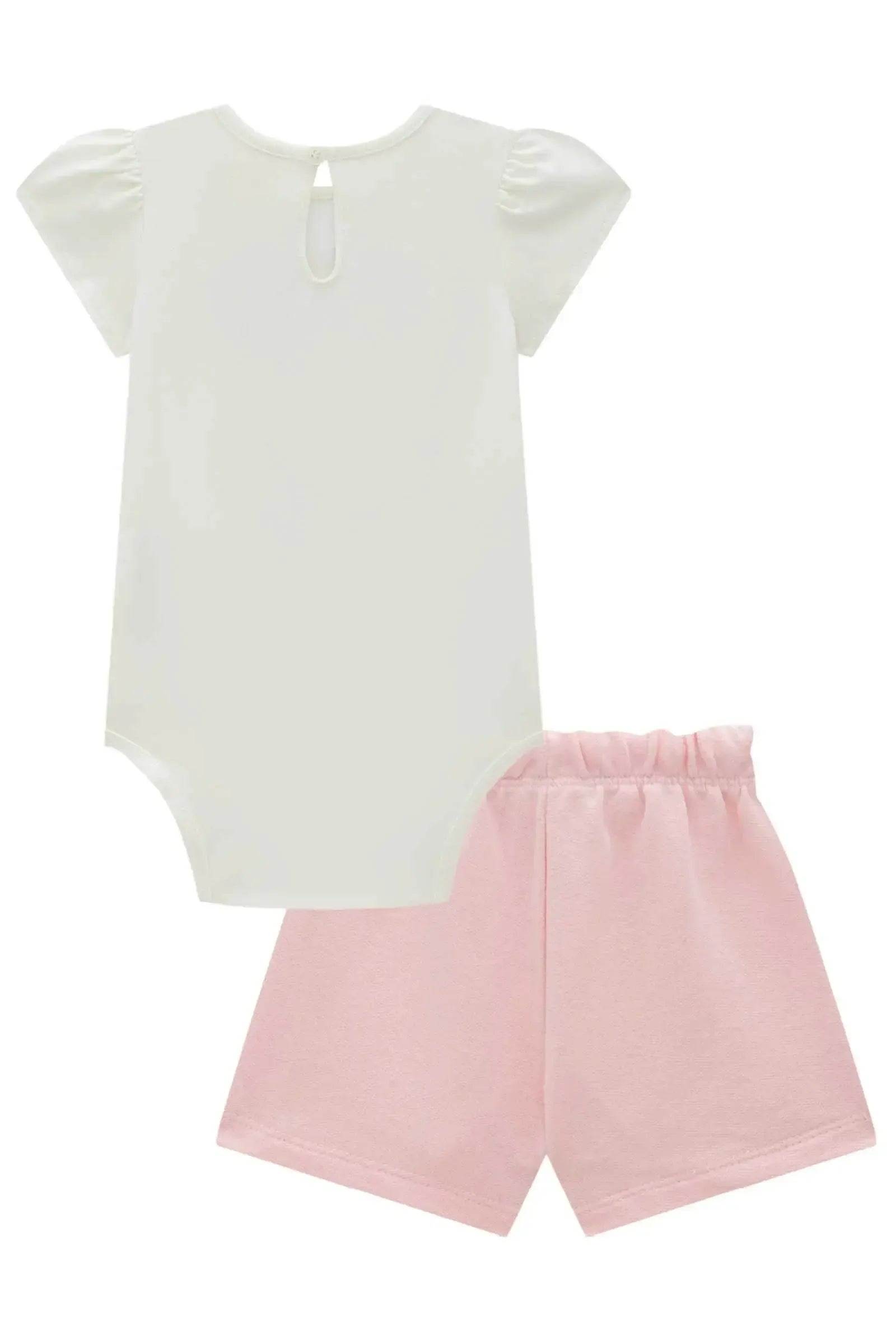 Conjunto de Body em Cotton com Shorts em Moletom sem Pelúcia 94194 Infanti Bebê Menina
