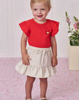 Conjunto de Body em Cotton e Saia em Sarja com Elastano 98599 Infanti Bebê Menina